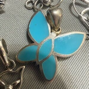 Sterling Silver and Blue sleeping, beauty, turquoise Butterfly Pendant